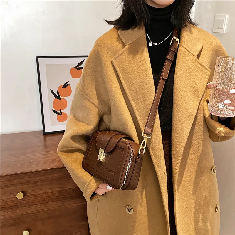 

2021 Pu Leather Women Small Square Bag Fashion Solid Color Female Box Crossbody Bag Large Capacity Shoulder Messenger Bag