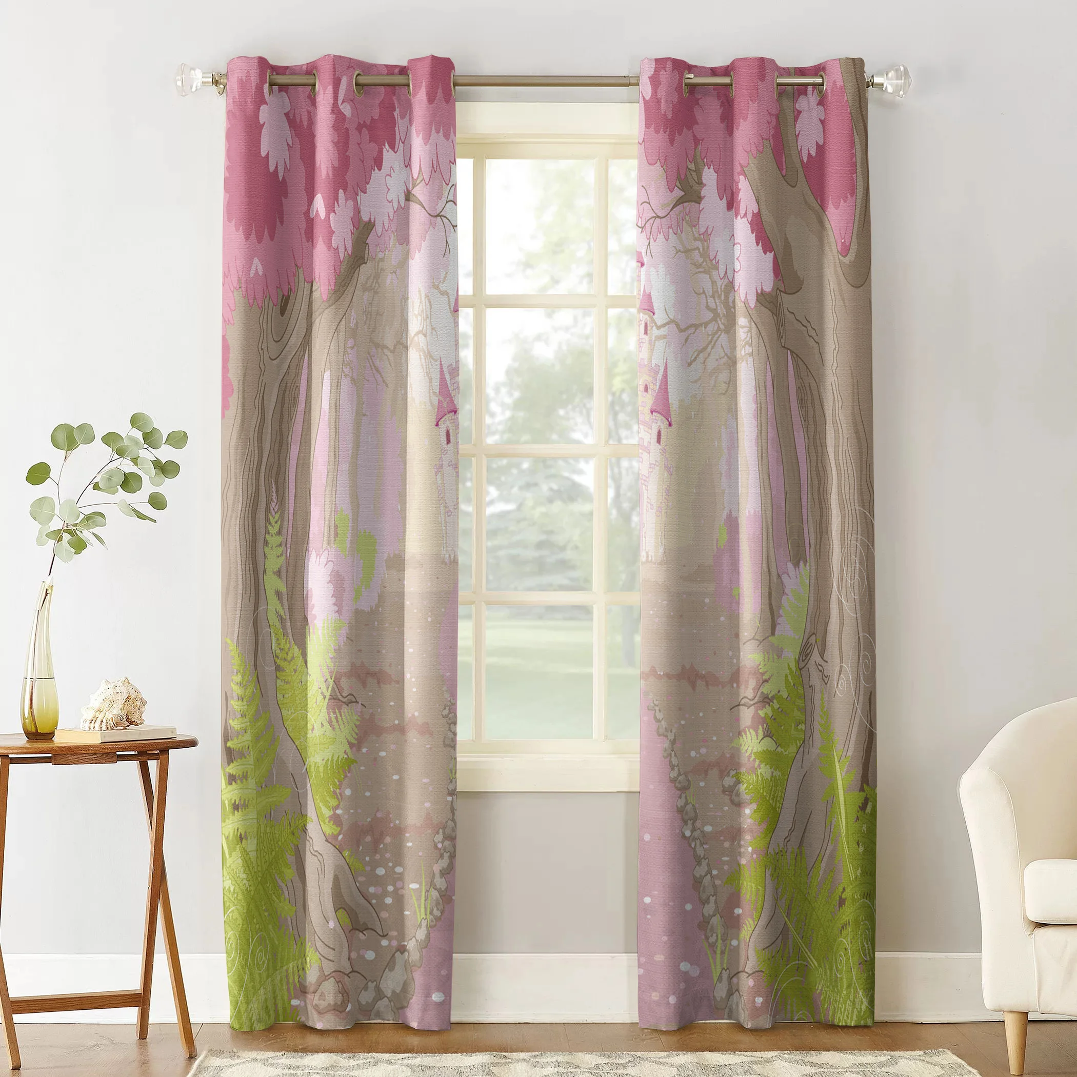 Шторы на окна в виде замка розового цвета современные украшения для гостиной