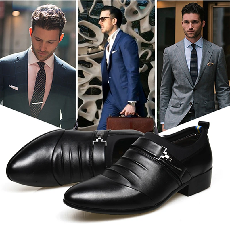 

Туфли мужские классические, деловые, заостренный носок, без застежки, свадебная обувь, плоская подошва 38-45