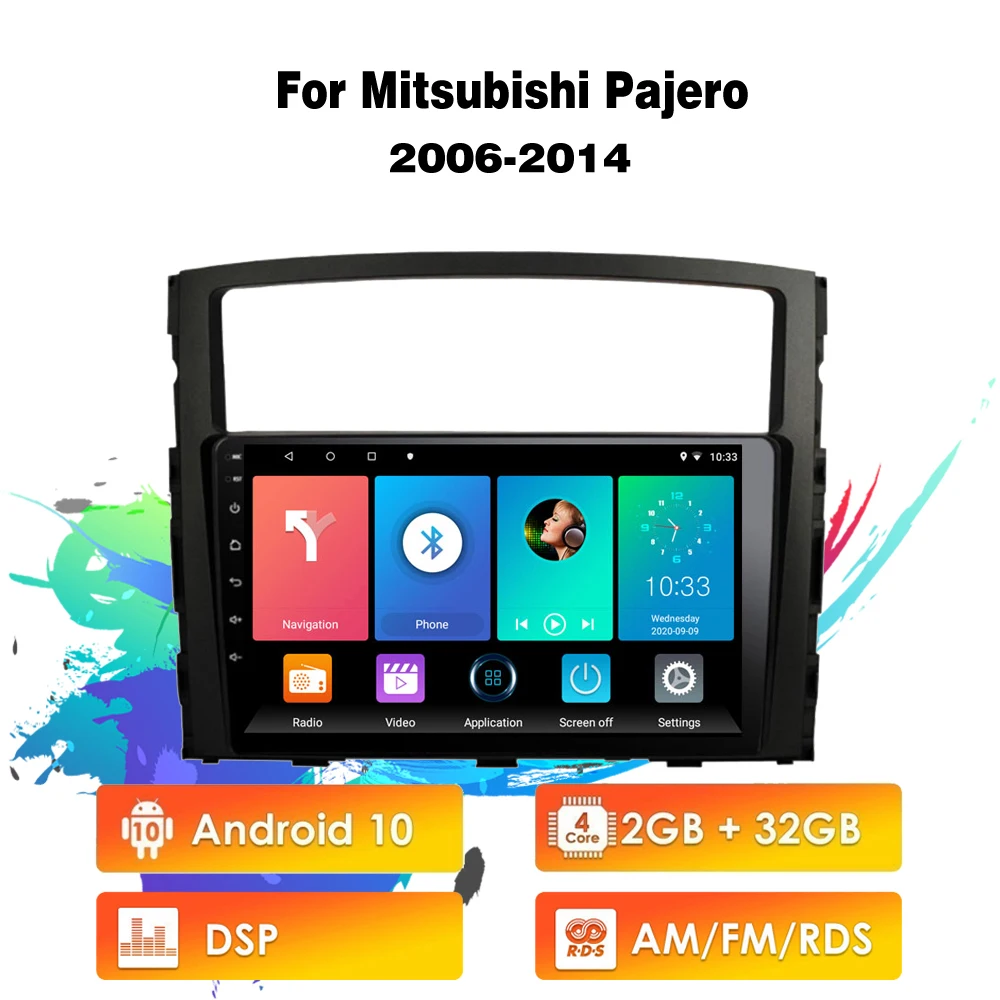 Easteregg 9 дюймов Android 10 RDS DSP 2 Din Автомобильный мультимедийный плеер для Mitsubishi Pajero 2006