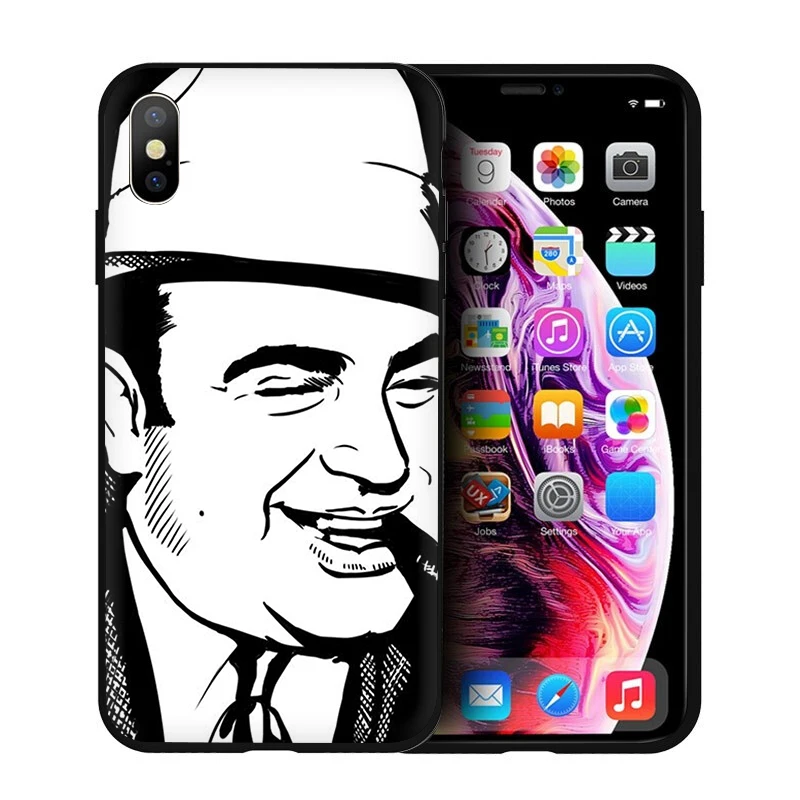 EWAU Al Capone Гангстер Scarface Мягкий силиконовый чехол для телефона iPhone 5 5S SE 6 6s 7 8 plus X XR XS Max - Цвет: B11