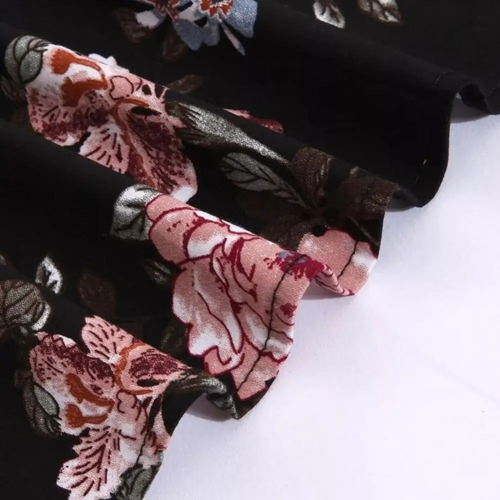 Женские зимние платья с v образным вырезом и цветочным принтом винтажный халат