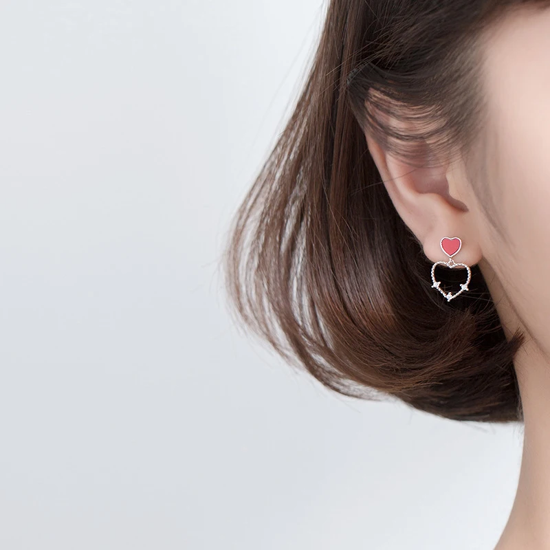 MODIAN сверкающие циркониевые полые сердца Висячие серьги для женщин 925 пробы