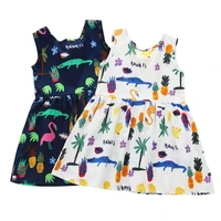 summer baby girls dress children sleeveless animal fruit pattern print dresses bow back cotton blends dresses vestido clothes
