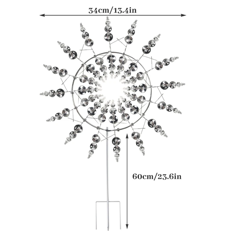 2021 New Unique Metal Windmill Geometric Kinetic Wind Spinner Catcher with Stake Decor year | Дом и сад