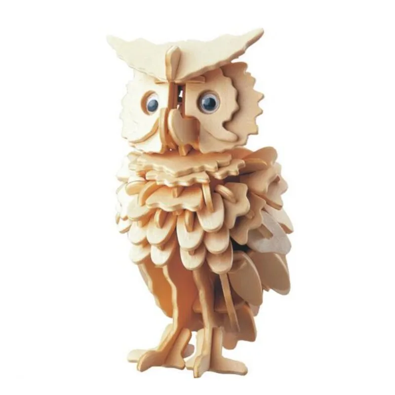 

New 3D Wooden Owl Puzzle Jigsaw Woodcraft Kids Kit Toy Model DIY Construction puzzle