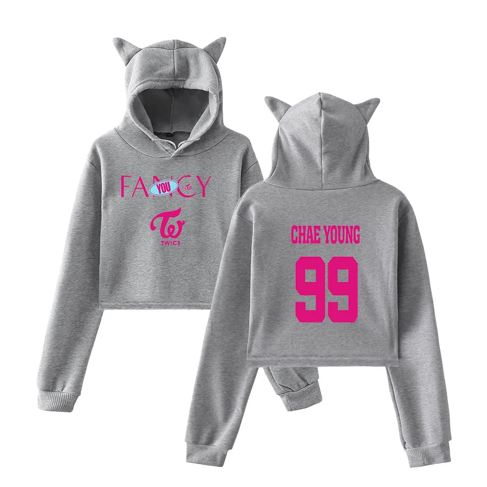 Twice Fancy Crop Топы женские Kpop модные толстовки с принтом корейский стиль два раза