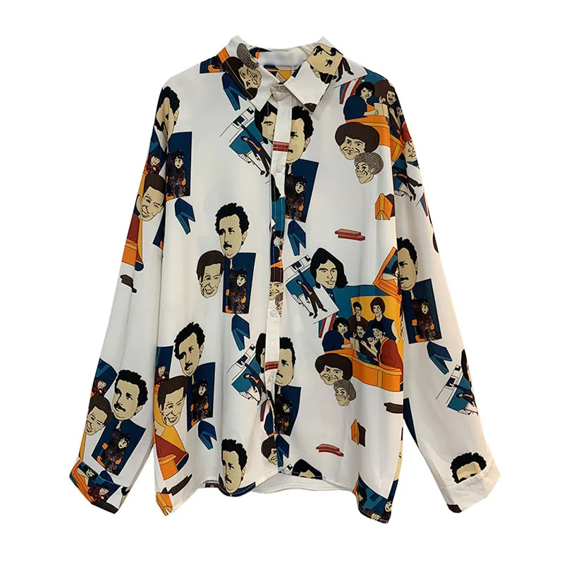 Женская Осенняя забавная рубашка с принтом лица британская Повседневная для