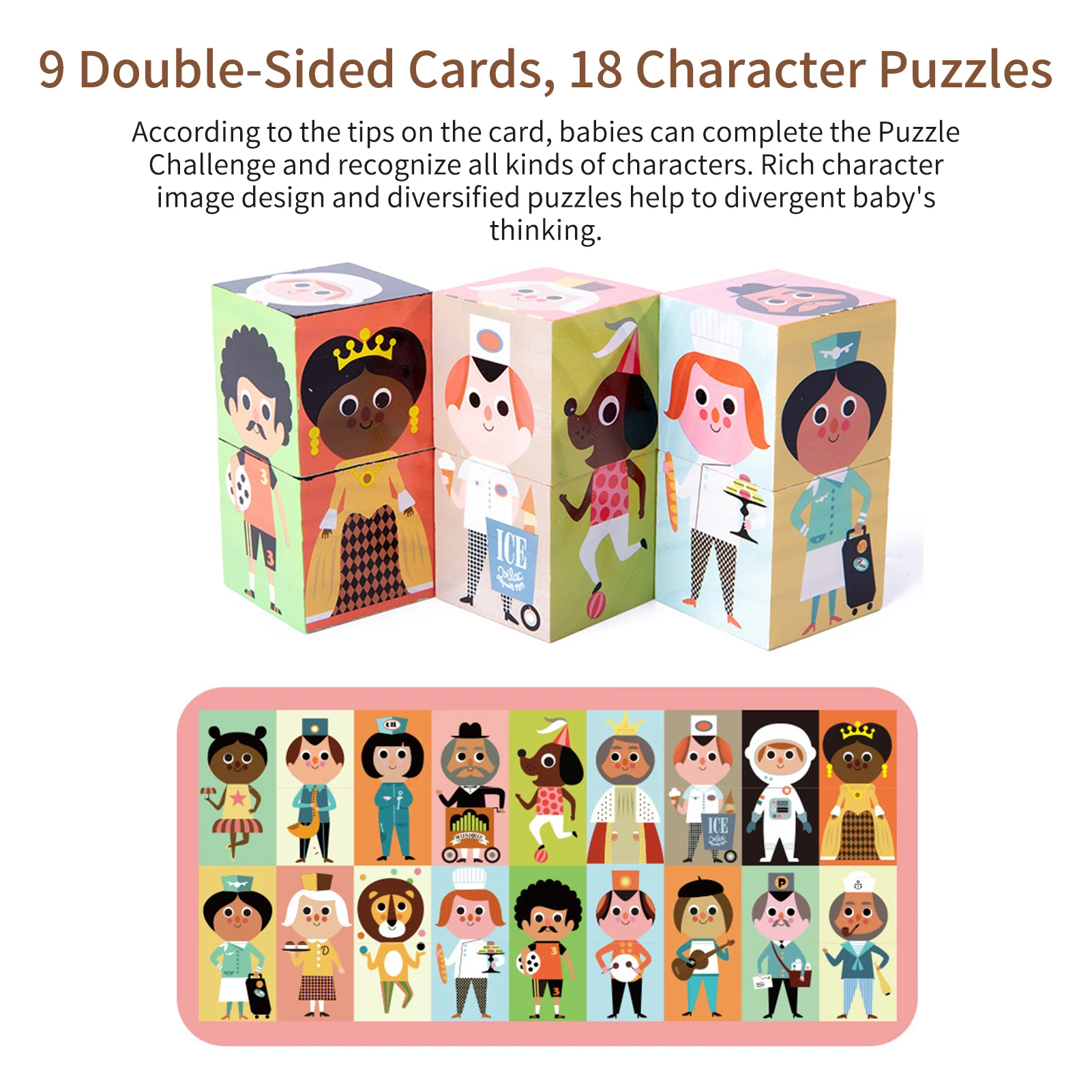 

Wooden Puzzle Block Cube Matching Game STEM Montessori Toy Preschool Education for Age 3+ Boys & Girls