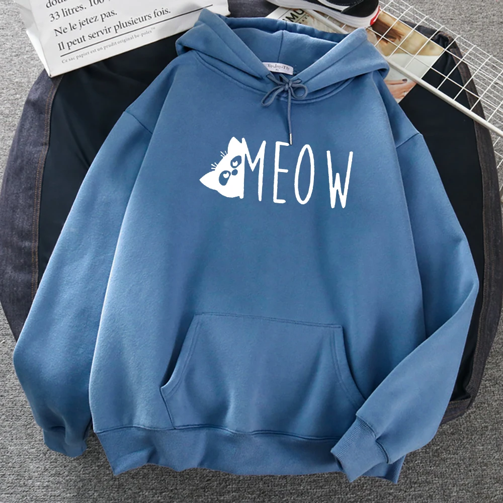

Женские толстовки Meow A с принтом белого кота, уличная Осенняя толстовка, флисовая Толстовка Оверсайз, удобная женская одежда в стиле хип-хоп