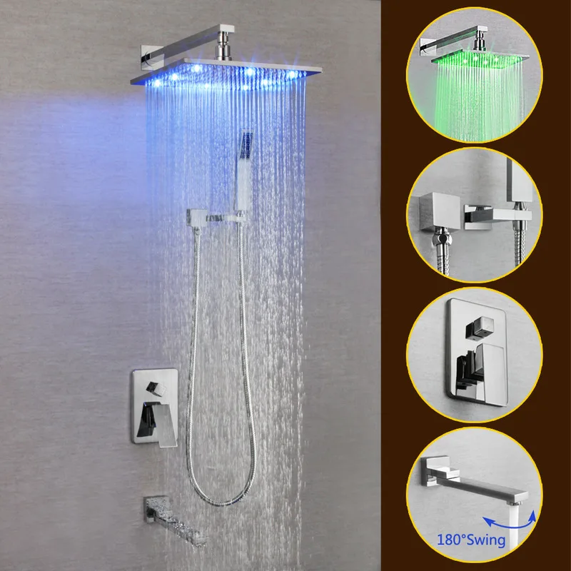 Настенный светодиодный трехцветный сменный верхний распылитель со встроенной