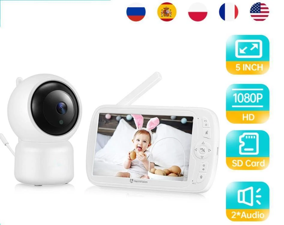 

Soothe 3 1080P Baby Monitor With Camera 5.0 inch Screen Night Vision PTZ Zoom 2 Way Audio VOX Lullaby SD Card Record