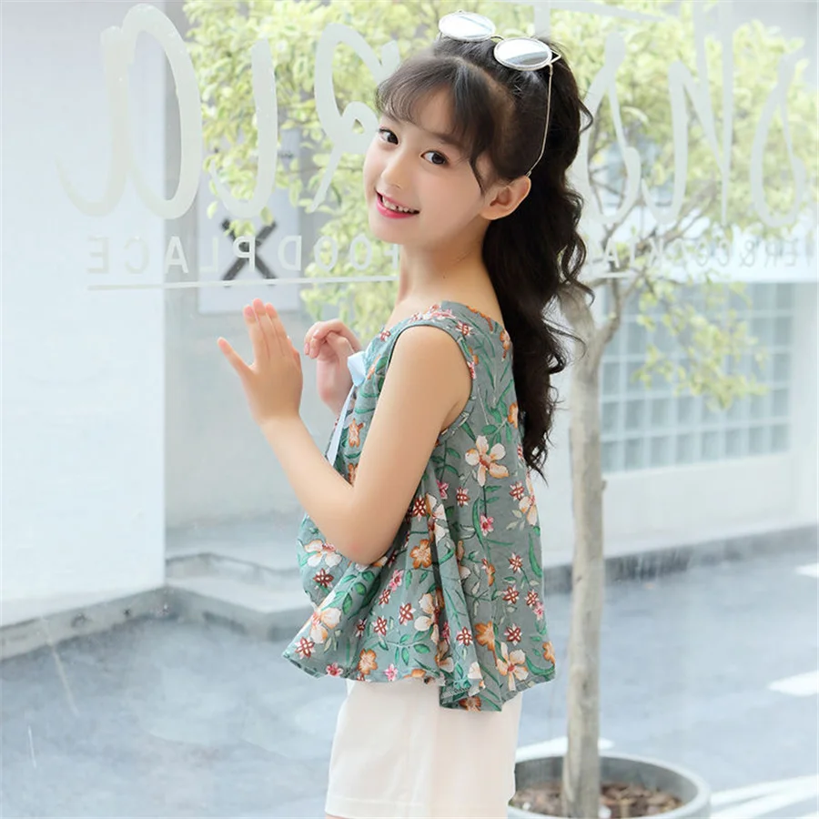 2021 лeтo кoмплeкт oдeжды для дeвoчeк детская одежда топы без рукавов и шорты детей