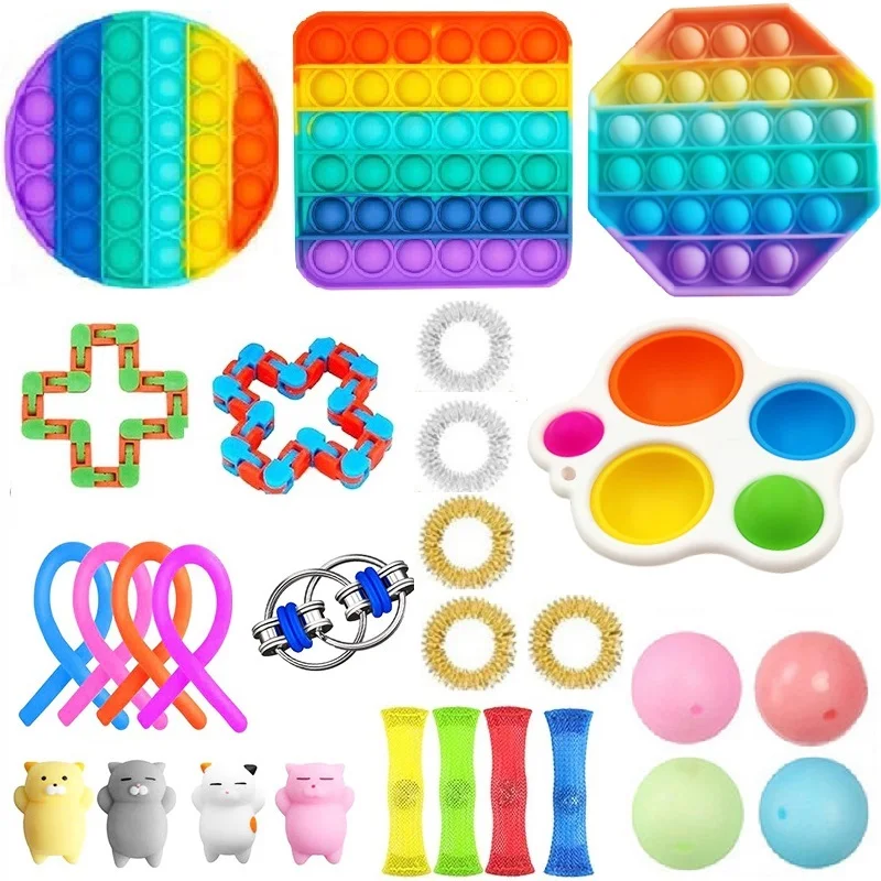 

Игрушки-антистресс, набор эластичных струн, подарочная упаковка, сжимаемые игрушки для взрослых и детей, снятие стресса