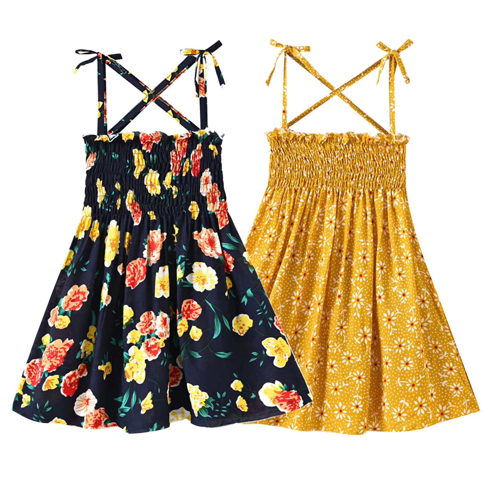 

От 1 до 6 лет, платье для маленькой девочки Для детей, на лето без рукавов Цветочный принт платье детская одежда платье для девочек на подтяжк...