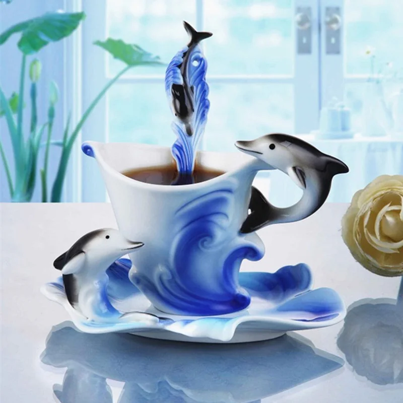 Набор изысканных керамических чашек 180 мл фарфоровая кофейная кружка с рисунком