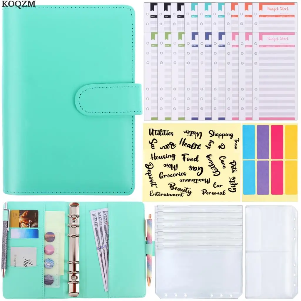 

36 Pcs Budget Binder A6 PU Leather Notebook Binder Cash Envelope System