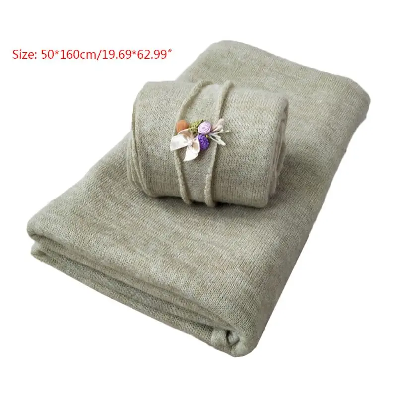 

2 Pcs Set Newborn Photography Props Elastic Baby Wraps Blanket+Hat Photo Shooting Accessories