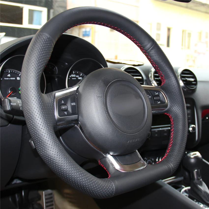 Сшитые вручную Черные искусственные кожаные фотообои для Audi R8 2008-2010 TT 2008-2015 TTS