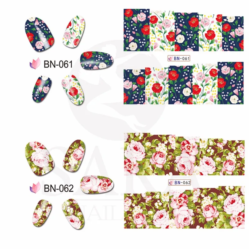 12 стилей/лист цветочный дизайн ногтей Переводные водные переводные наклейки