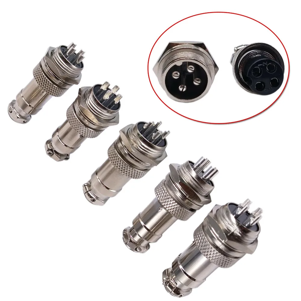 

5 Pair Aviation Plug 4 Pin Male Female Panel Wire Connector 16mm GX16-4 Straight Metal Plug Male Female Cable Connector