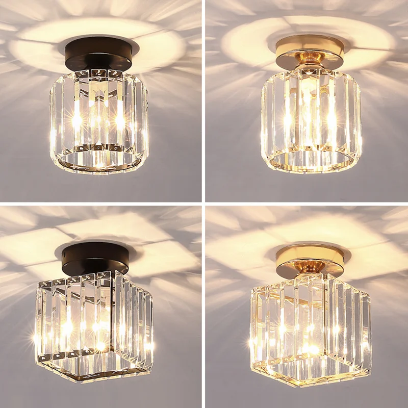 

Led Ceiling Lights Crystal Lampshade Bal Gold Plafonnier Living Room Bedroom Modern Round Square Decorative Ceiling Lamp E27