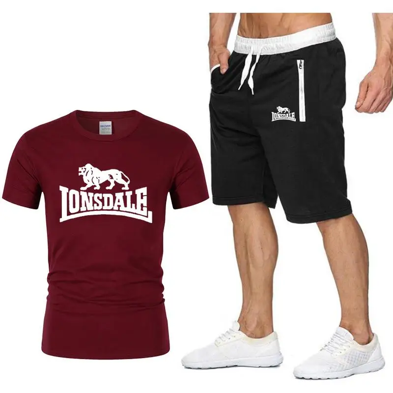 

Men Summer LONSDALE Sportswear Sets Short sleeve T-shirts Short Pants New Fashion Men Casual Sets Shorts+T-shirts 2 pieces Set