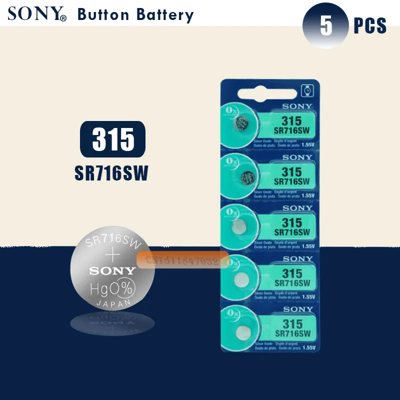5pcs Sony 100% Original 315 SR716 SR716SW EP2012 D315 Watch Battery Button Coin Cell MADE IN JAPAN Brand | Электроника