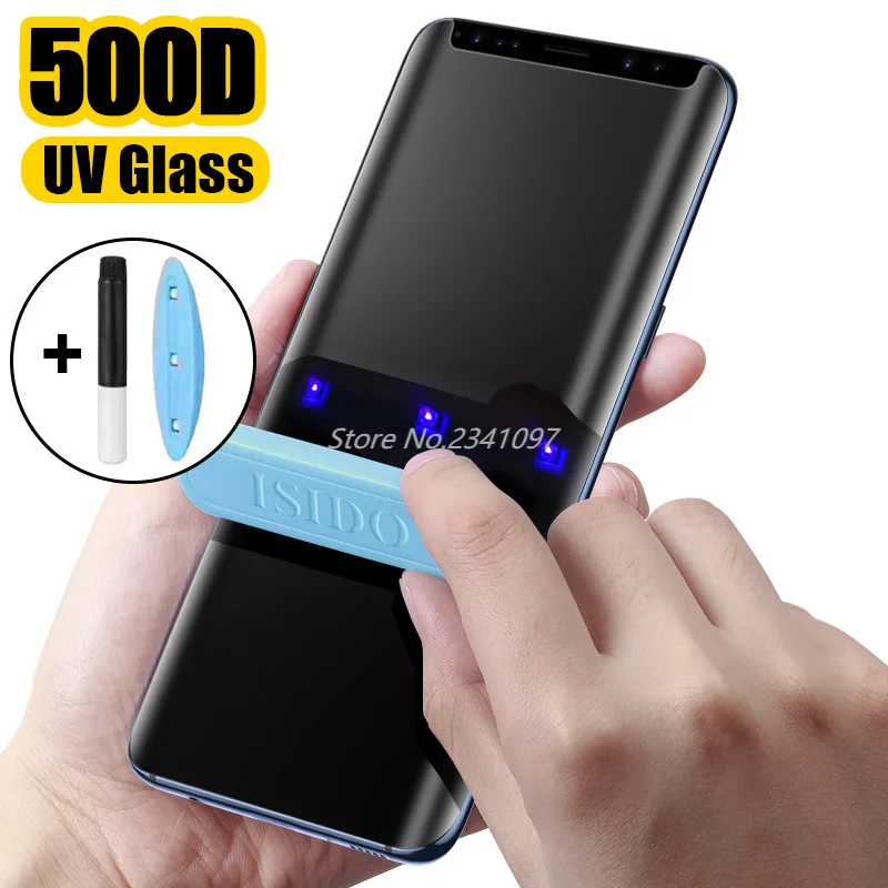 Изогнутое закаленное стекло 500D с полным покрытием клея для Samsung Galaxy S9 S10 Plus Note 8 9 10