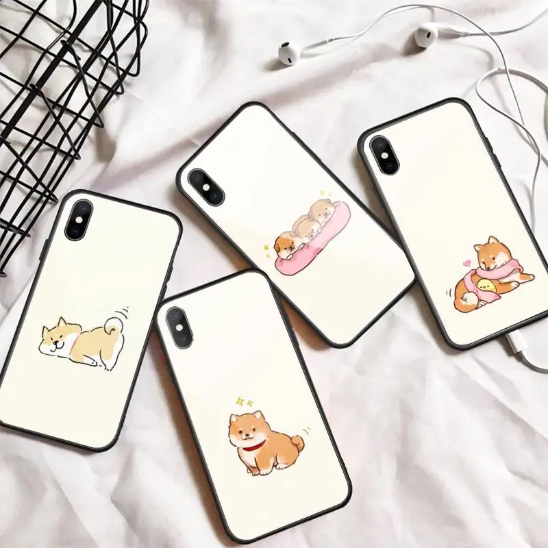 

Shiba Inu dog cute cartoon animal Phone Case Tempered glass For iphone 6 7 8 plus X XS XR 11 12 13 PRO MAX mini