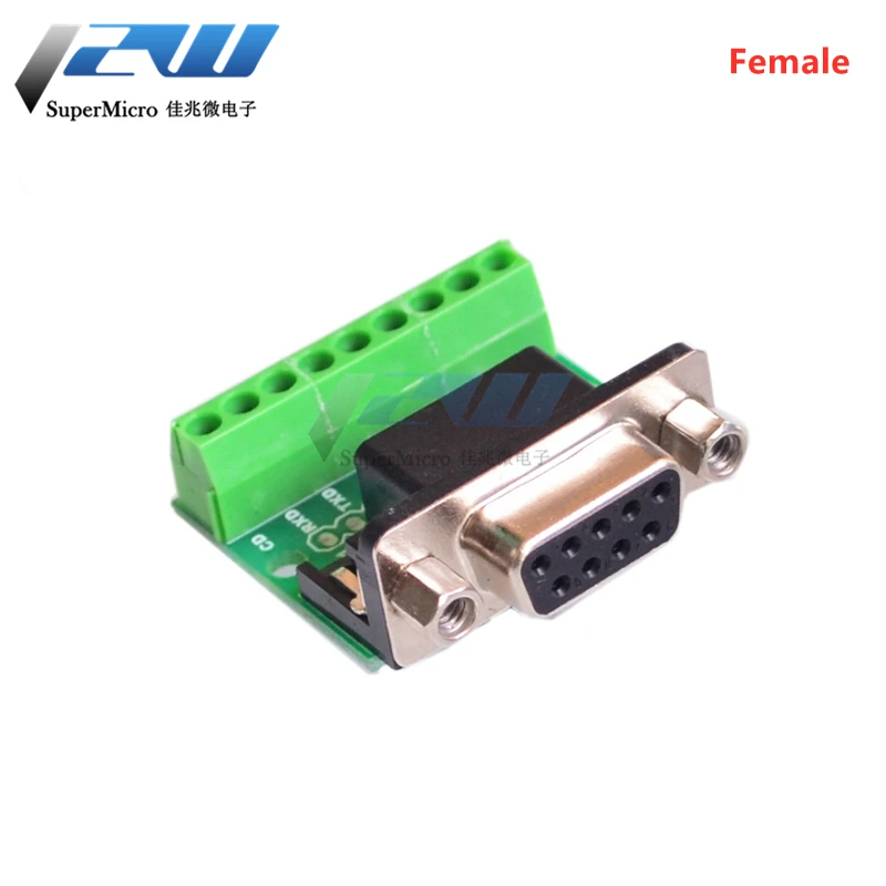 DB9 мужского и женского пола головкой переходником с винтовыми зажимами 9