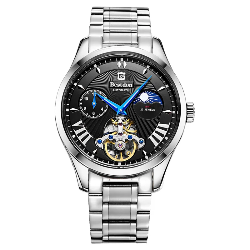 Часы Мужские автоматические механические с кожаным ремешком и