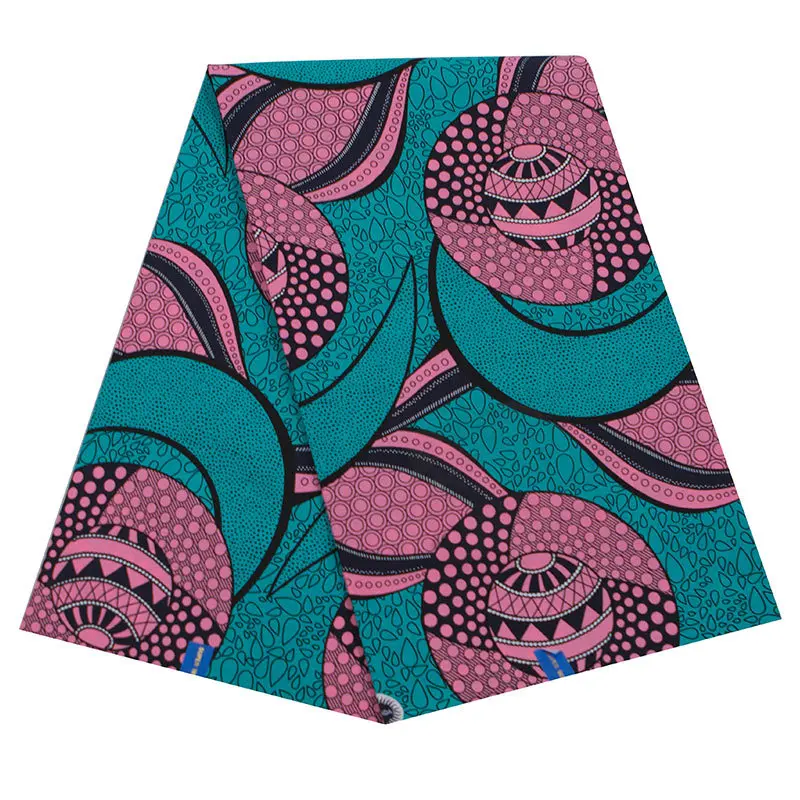 

2019 Pretty Green And Pink Pattern Print Pure Cotton Fabric African High Quality Ankara Veritable Real Wax Fabric 6 Yards