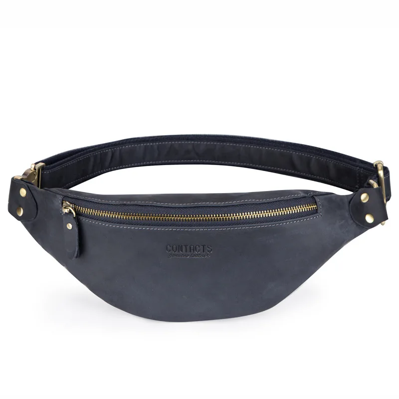 

Genuine Crazy Horse Leather Waist Packs For Men Travel Fanny Pack 120cm Belt Length Male Small Waist Bag For Phone Pouch 2020
