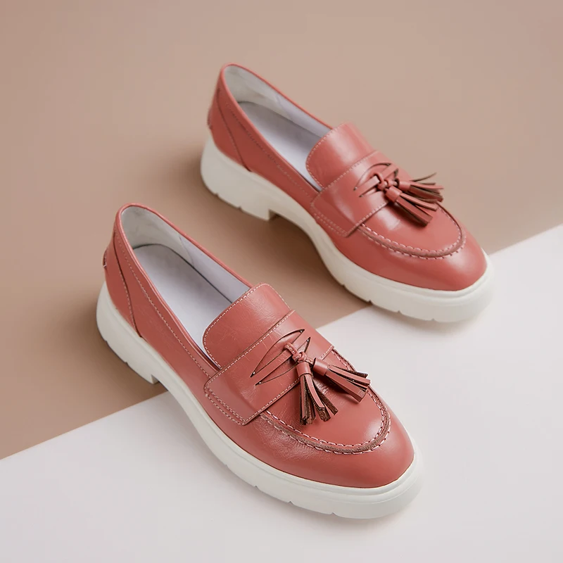 Женские лоферы без застежки MEZEREON модные туфли на плоской подошве из натуральной