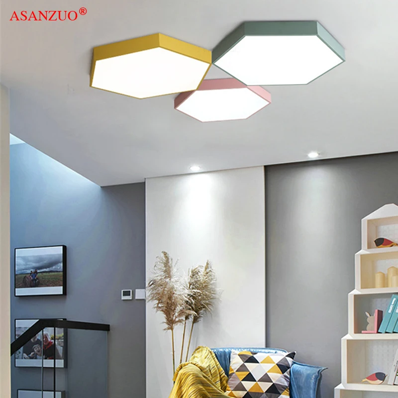 $26.48 LED Ceiling Lights Modern Lamp Nordic Simple Hexagonal Ceiling lamp Study Living room Bedroom Living Room Lighting