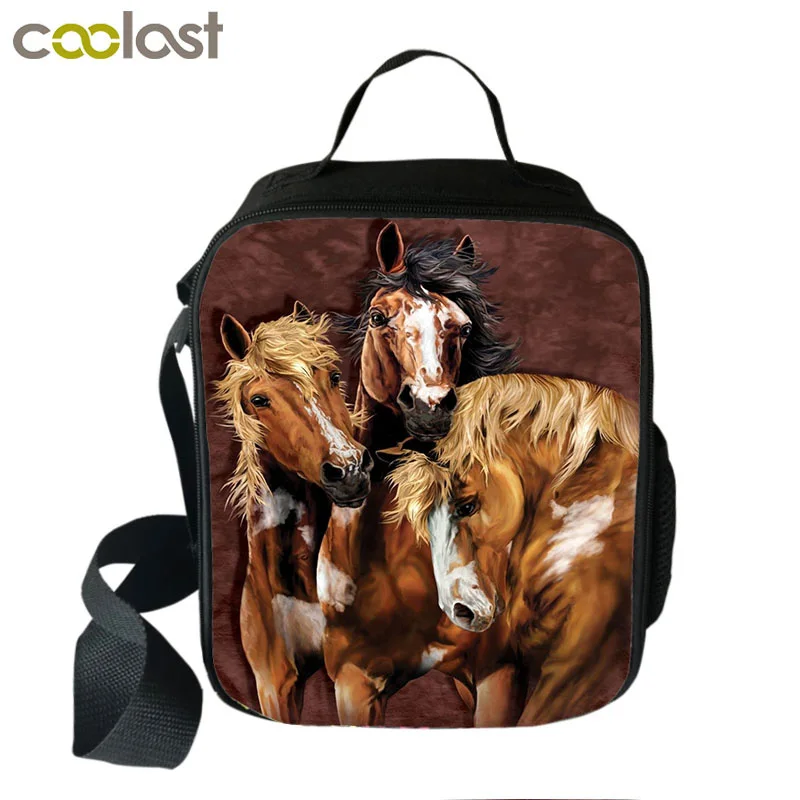 Портативная обеденная сумка с уникальным рисунком лошади термическая