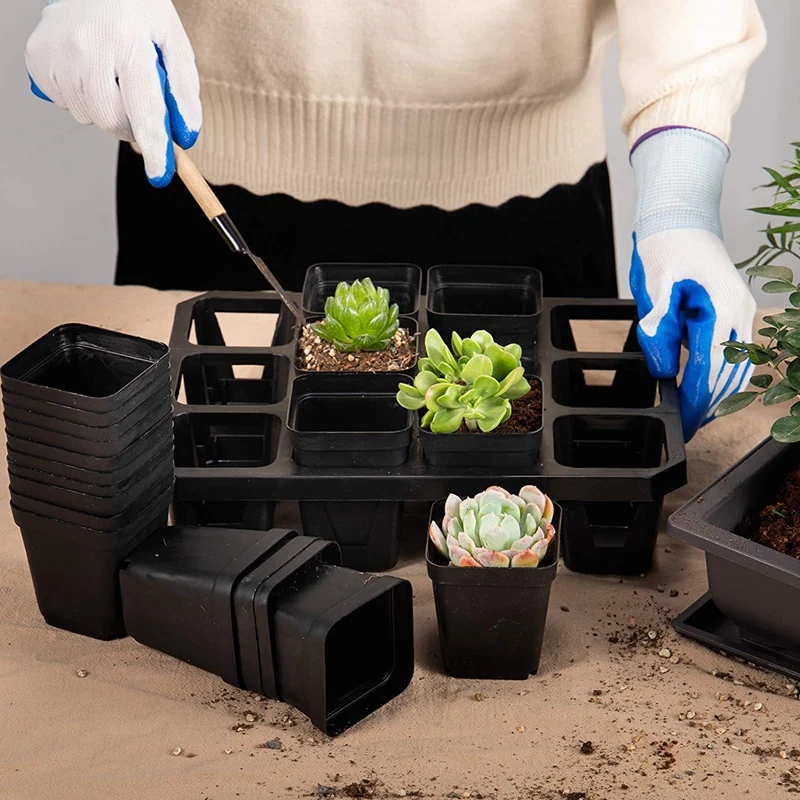 

4 Trays and 50 Seedling Trays-12-Unit Garden Water Storage Seedling and Seedling Tray Kit, Plant Propagation Container