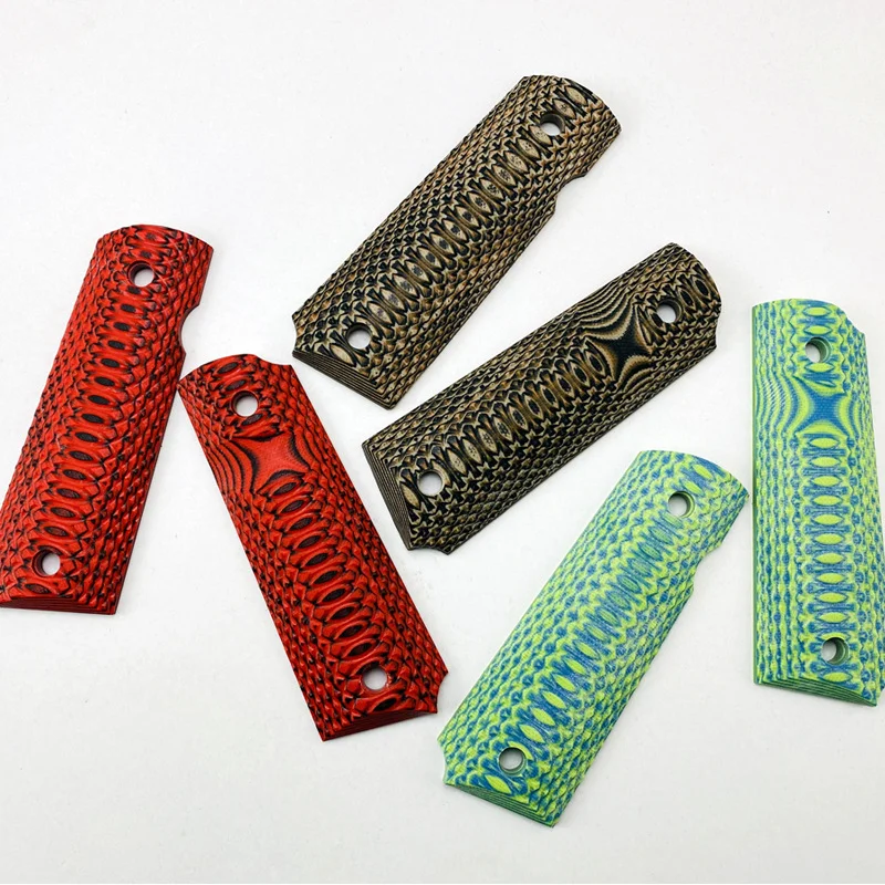 

1 Pair G10 Material CNC Tactics 1911 Grips Handle Patch DIY Making Textured Decor Slabs Scales Custom Accessories Desert Red