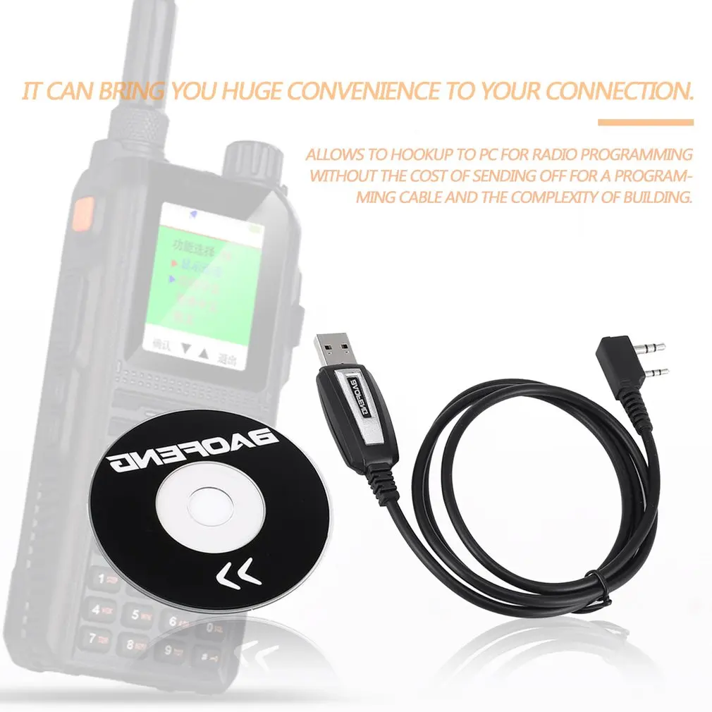 usb programming cable for baofeng cord two ways radio walkie talkie uv 5r frequency software intercom with driver cd free global shipping