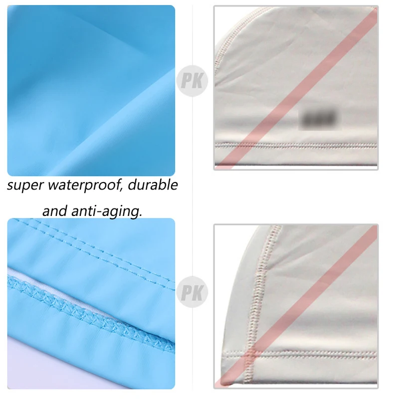 

2020 High Elasticity Waterproof PU Fabric Protect Ears Long Hair Sports Swim Pool Hat Anti-oxidation Swimming Cap for Men & Wome
