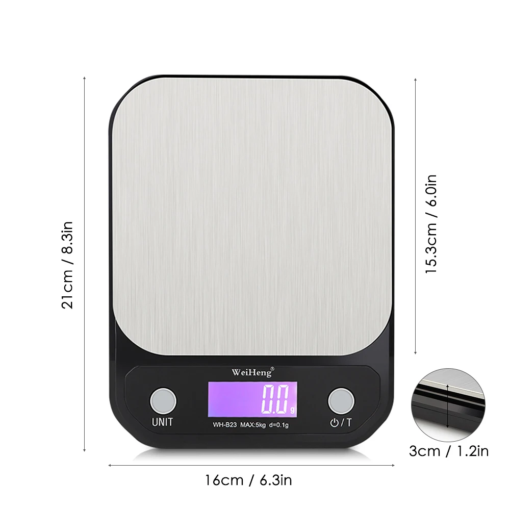 

Mini Digital Kitchen Scale 0.1g Portable Electronic Kitchen Scale 5kg/11Lbs Electronic Digital Kitchen Scale with Backlight LCD