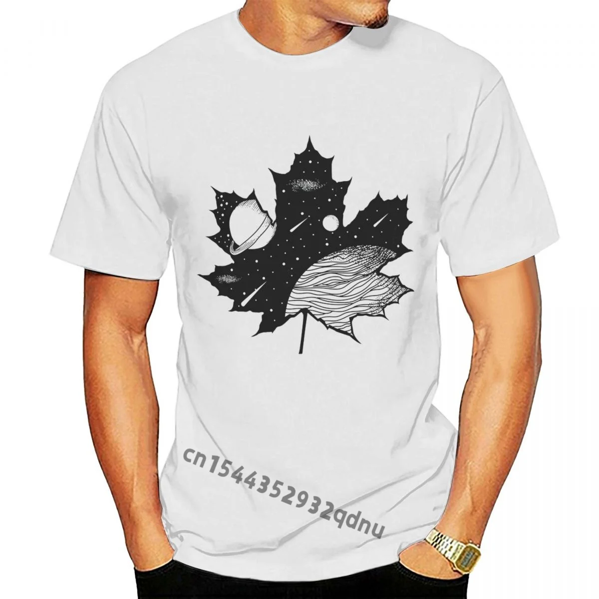 Футболка унисекс из хлопка с изображением космического листа |