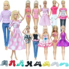 Комплект из 5 предметов, Одежда для кукол Барби, летнее бикини + мини-платье + ежедневная одежда, спортивный наряд + 2 игрушки туфли кукольные аксессуары