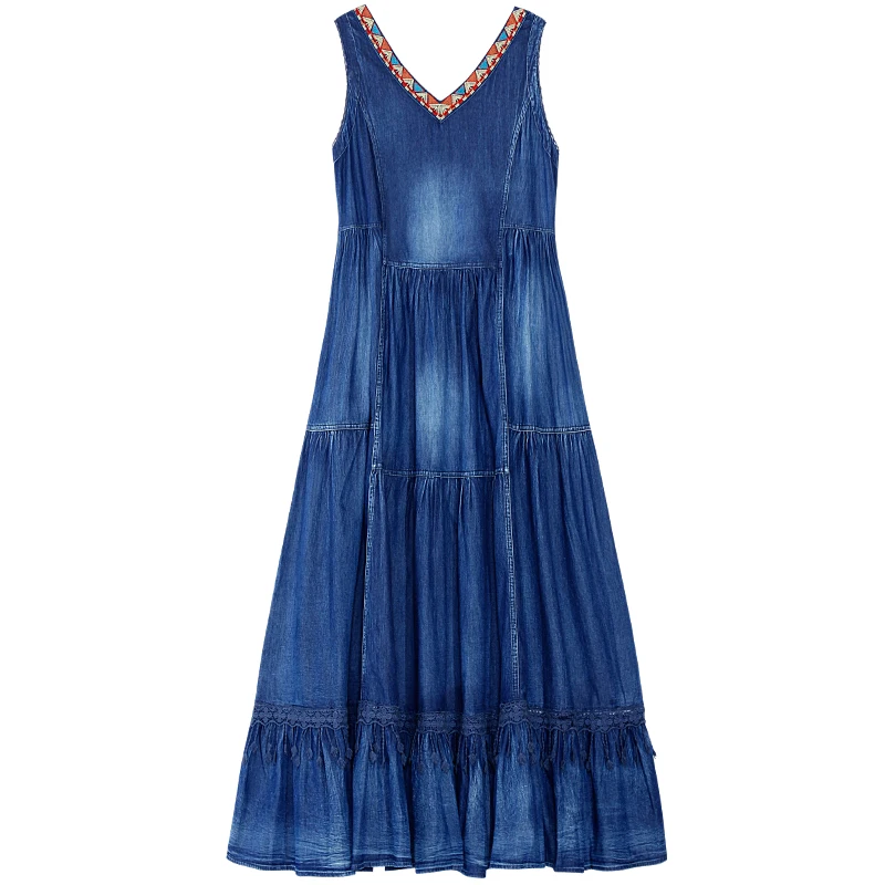 Бесплатная доставка новинка 2021 Модные свободные джинсовые платья