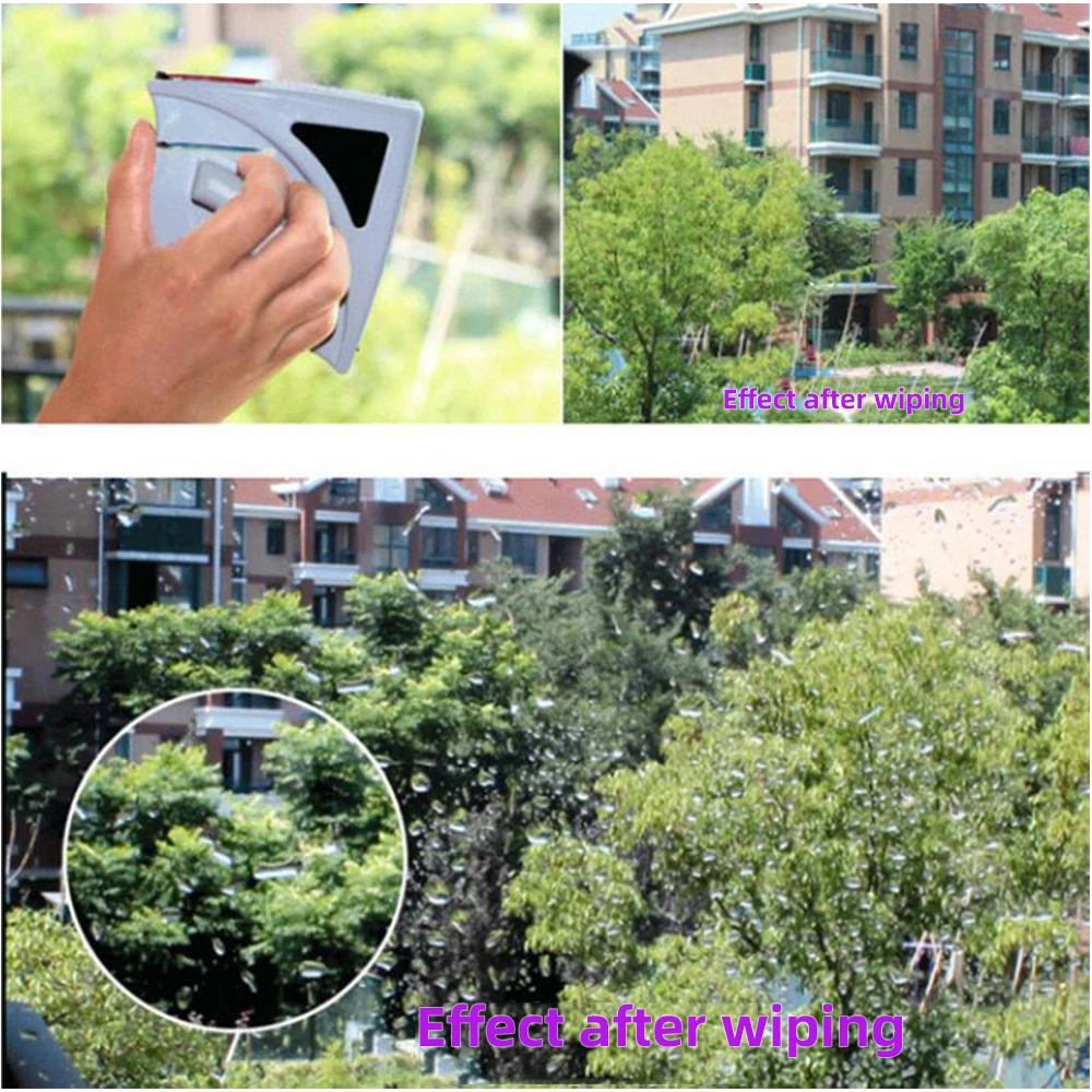 

Magnetic Window Brush Glass Cleaner Brush Tool Window Wipe Household Double Side Magnetic Glass Brush Tool for Washing Window