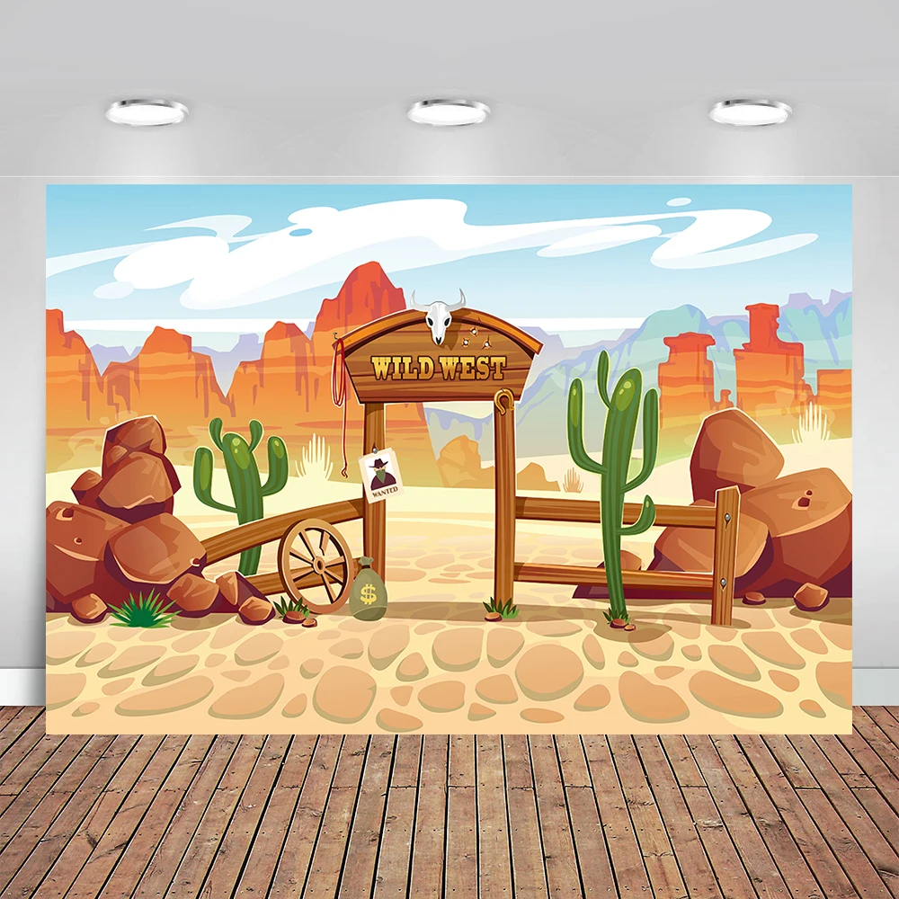 

Дикий Запад тематический фон с изображением пустыни и каменная стена фон для фотосъемки с изображением детей декорации с днем рождения