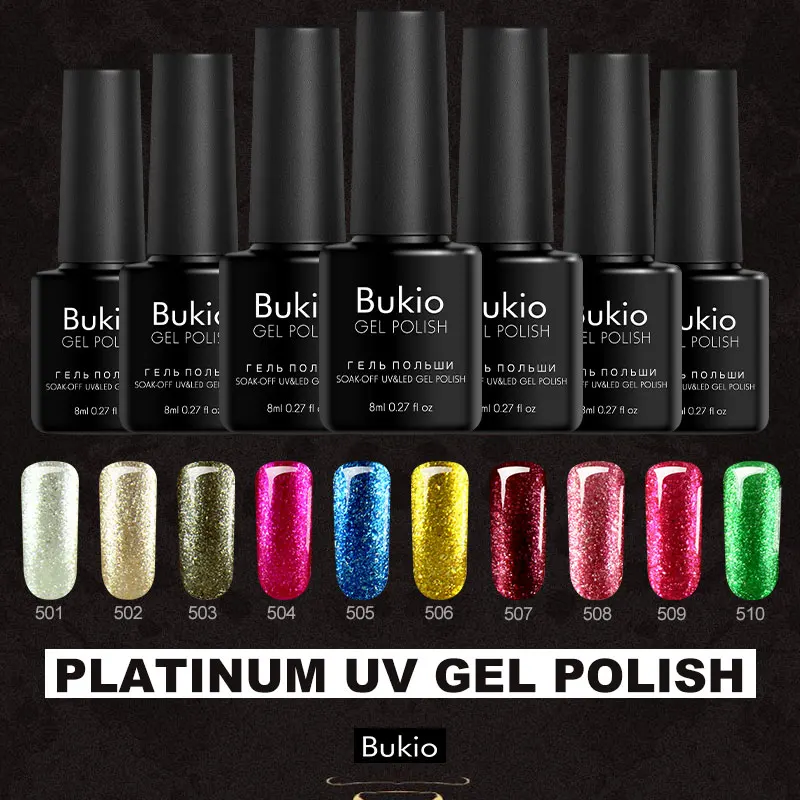 Bukio French Nail Platinum УФ Гель-лак для нейл-арта Блестящий звездно-Небесно-розовый цвет высокое качество блестки лак краска