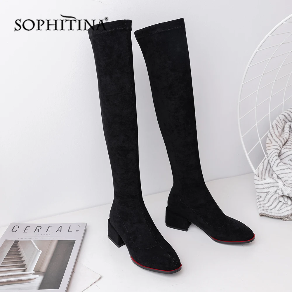 SOPHITINA New Solid Boots Lace-up Comfortable Square Toe Heel Women's Handmade Shoes Sewing Fashion PO381 | Обувь