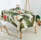 3D тропическая фототкань, водонепроницаемая льняная красная Цветочная скатерть для стола, монстера, пальмы, зеленых листьев, чехол для обеденного стола в скандинавском стиле